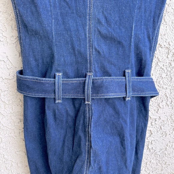GUESS Vintage Y2K Stretch Denim Wide Leg Belted Button Up Jumpsuit JLO Medium - Picture 8 of 15